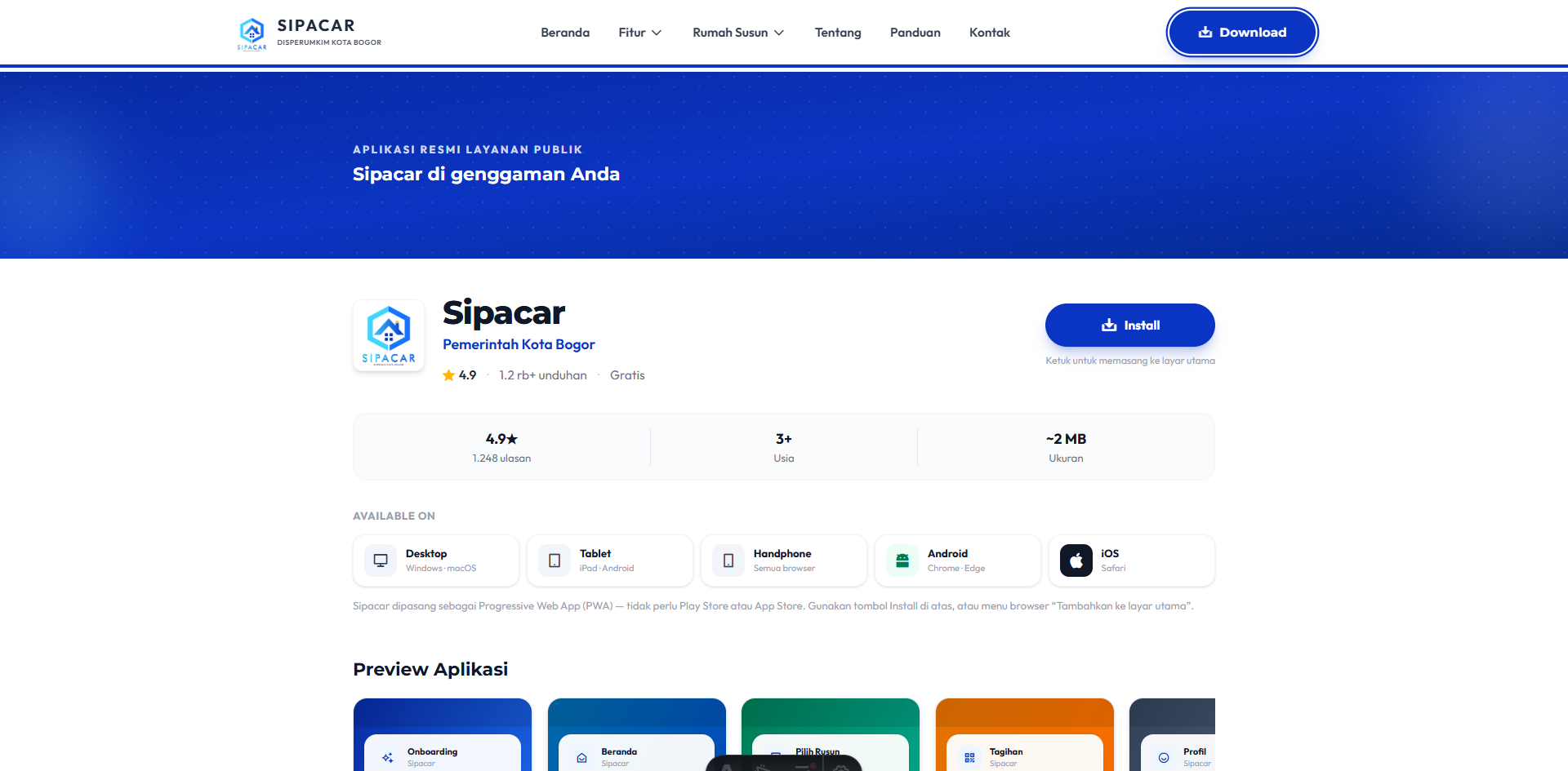 Download Layanan Sipacar Kota Bogor